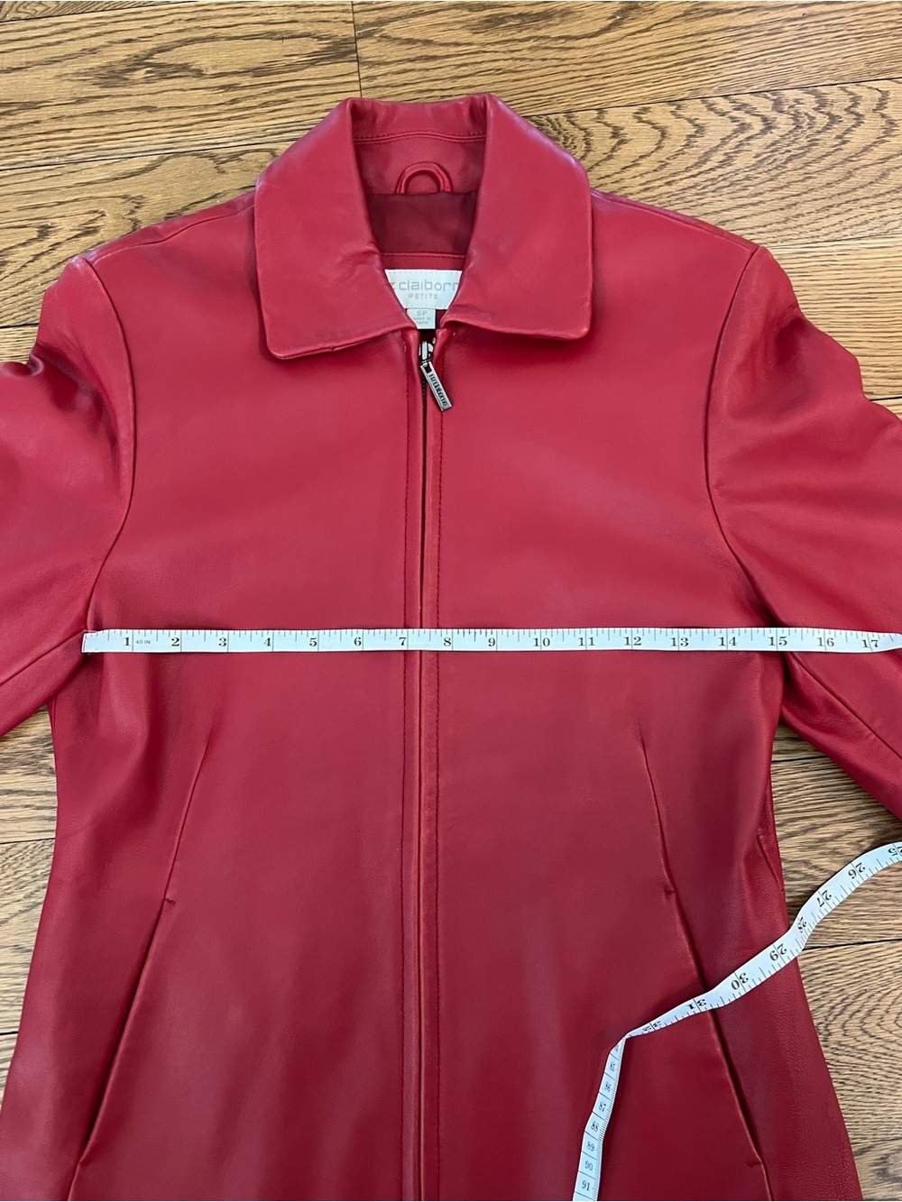 Liz Claiborne Red Leather Jacket Womens Small Petite - Picture 9 of 11